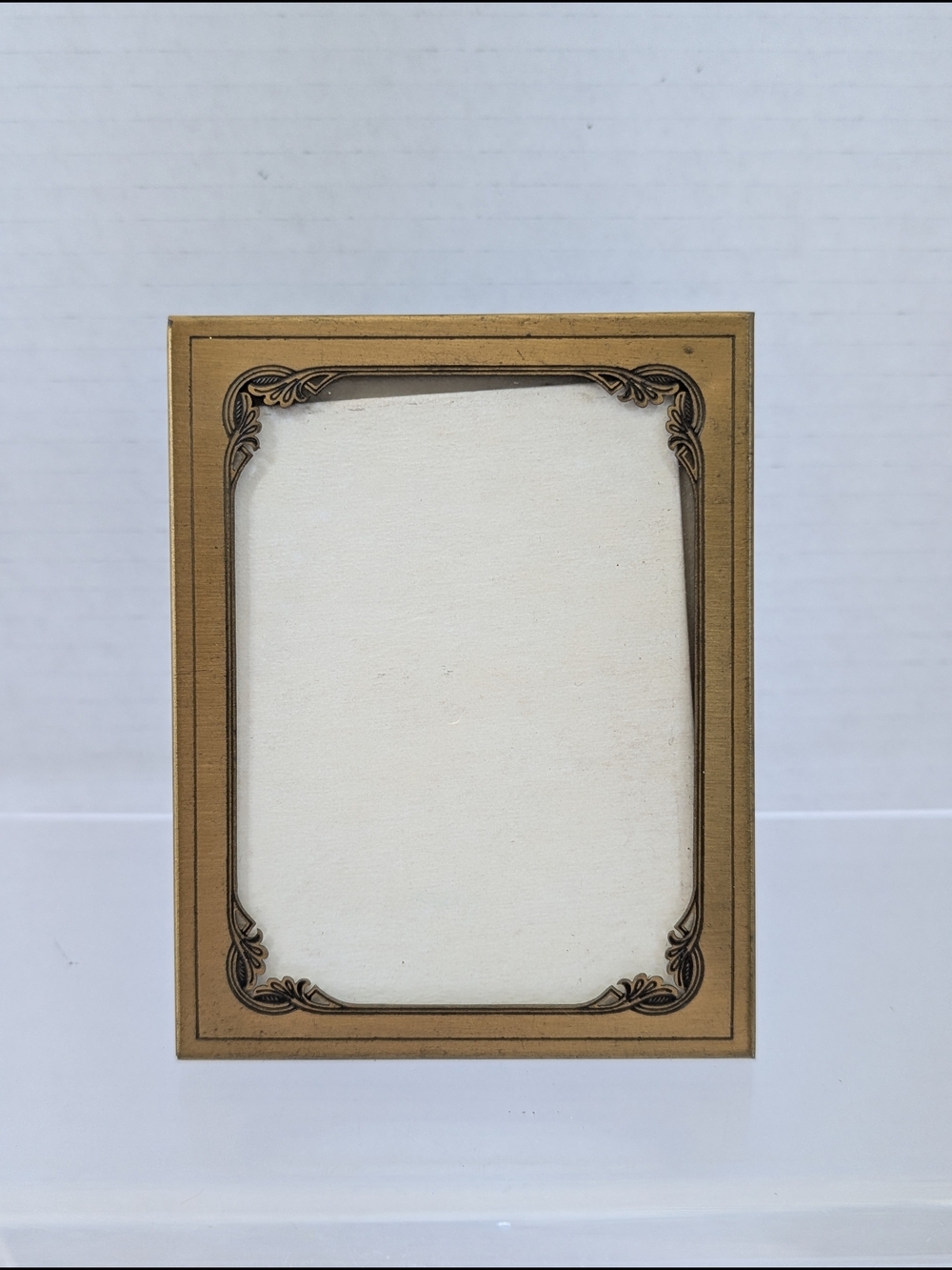 Vintage M.W. CARR Solid Brass Gold decorative corners accent Picture Photo Frame